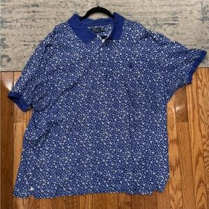Ralph Lauren 3XB Blue Floral Print Performance Soft Cotton Golf Polo Big & Tall